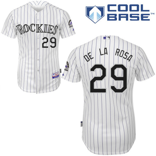Jorge De La Rosa #29 MLB Jersey-Colorado Rockies Men's Authentic Home White Cool Base Baseball Jersey